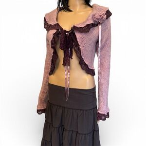 Vintage Zone Bleue Pink Knit Cardigan Y2K